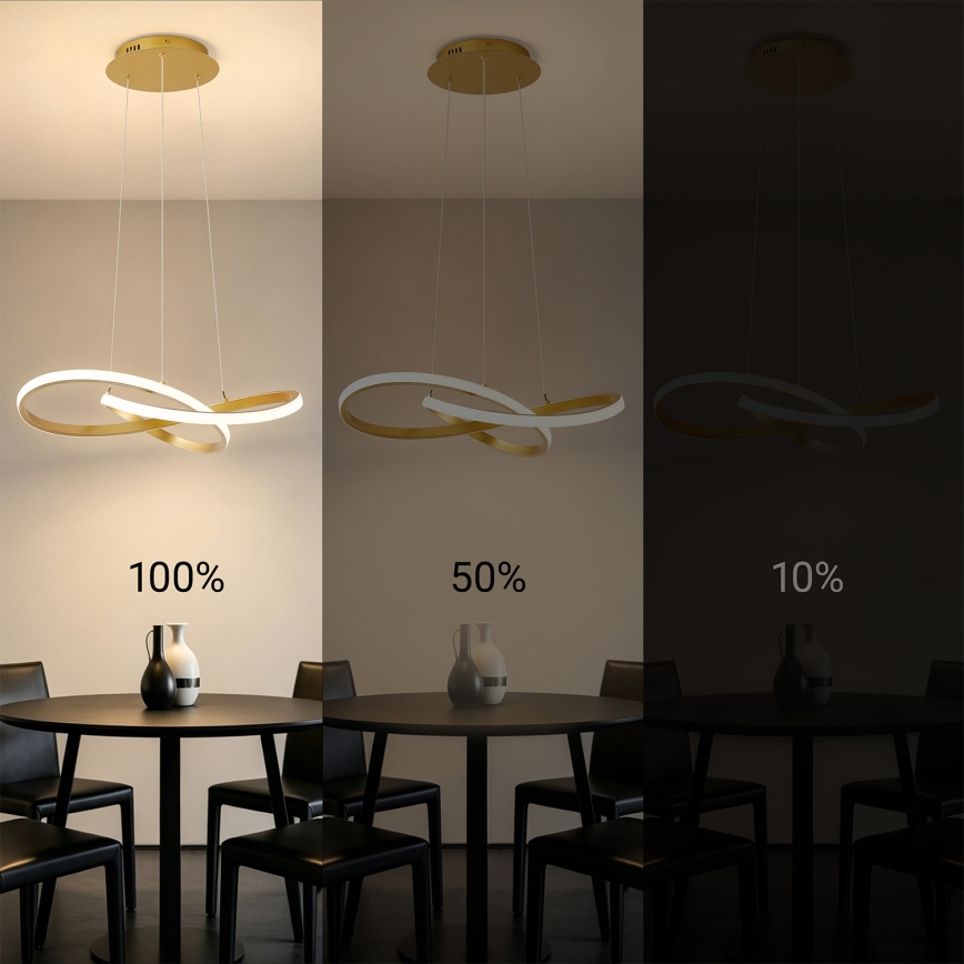 Brilagi - Lustră LED dimabilă suspendată pe cablu INFINITY LED/55W/230V 3000-6000K 50x50 cm auriu + telecomandă inclusă