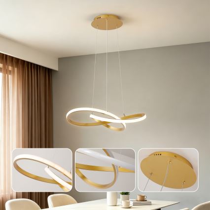 Brilagi - Lustră LED dimabilă suspendată pe cablu INFINITY LED/55W/230V 3000-6000K 50x50 cm auriu + telecomandă inclusă