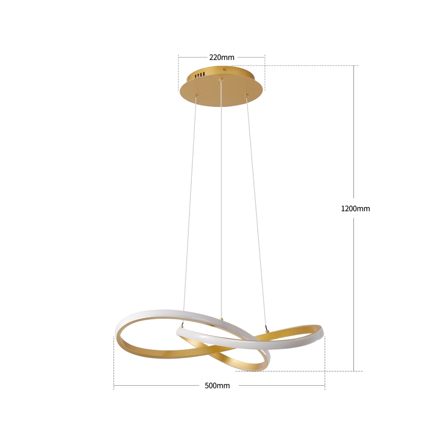 Brilagi - Lustră LED dimabilă suspendată pe cablu INFINITY LED/55W/230V 3000-6000K 50x50 cm auriu + telecomandă inclusă