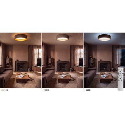 Brilagi - Lampă de tavan LED dimabilă VELVET SMART VARI LED/36W/230V 3000-6500K Ø 55 cm maro/auriu + telecomandă
