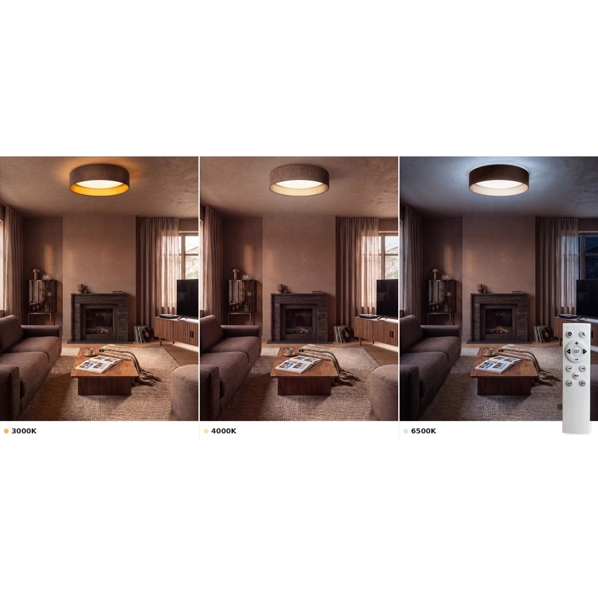Brilagi - Lampă de tavan LED dimabilă VELVET SMART VARI LED/36W/230V 3000-6500K Ø 55 cm maro/auriu + telecomandă