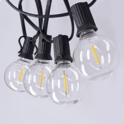 BRILAGI - garlană LED decorativă de exterior GIRLANDA 25xE12/0,36W/24V 20m negru IP44 alb cald