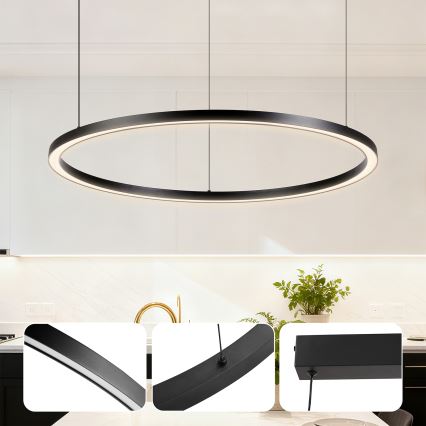 Brilagi - Lustră LED reglabilă suspendată pe cablu PORTOFINO LED/60W/230V 3000-6000K Ø 80 cm neagră + telecomandă
