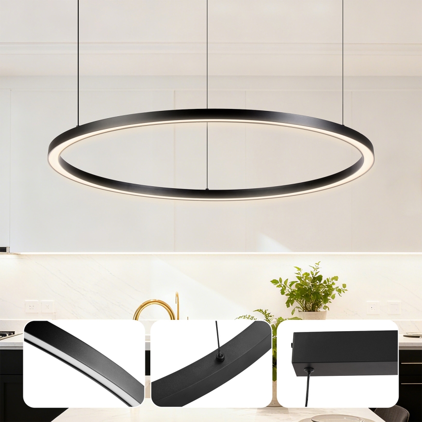 Brilagi - Lustră LED reglabilă suspendată pe cablu PORTOFINO LED/60W/230V 3000-6000K Ø 80 cm neagră + telecomandă