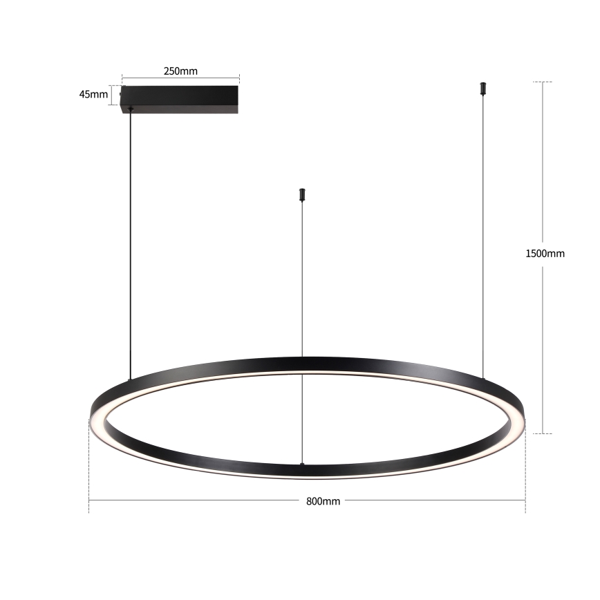 Brilagi - Lustră LED reglabilă suspendată pe cablu PORTOFINO LED/60W/230V 3000-6000K Ø 80 cm neagră + telecomandă