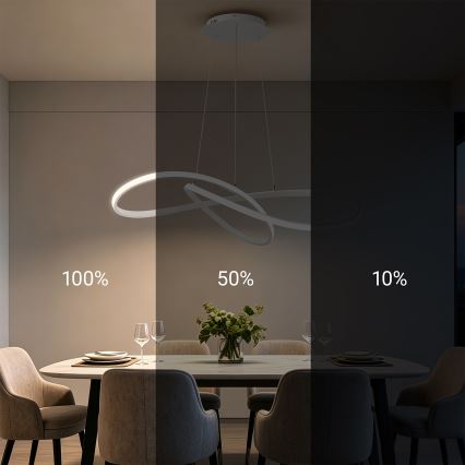 Brilagi - Lustră LED reglabilă pe cablu INFINITY LED/80W/230V 3000-6000K 80x80 cm albă + telecomandă