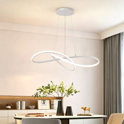 Brilagi - Lustră LED reglabilă pe cablu INFINITY LED/80W/230V 3000-6000K 80x80 cm albă + telecomandă