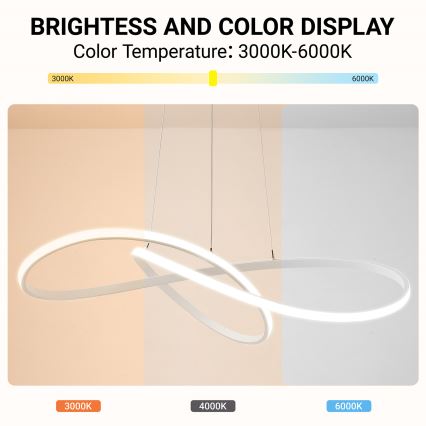 Brilagi - Lustră LED reglabilă pe cablu INFINITY LED/80W/230V 3000-6000K 80x80 cm albă + telecomandă