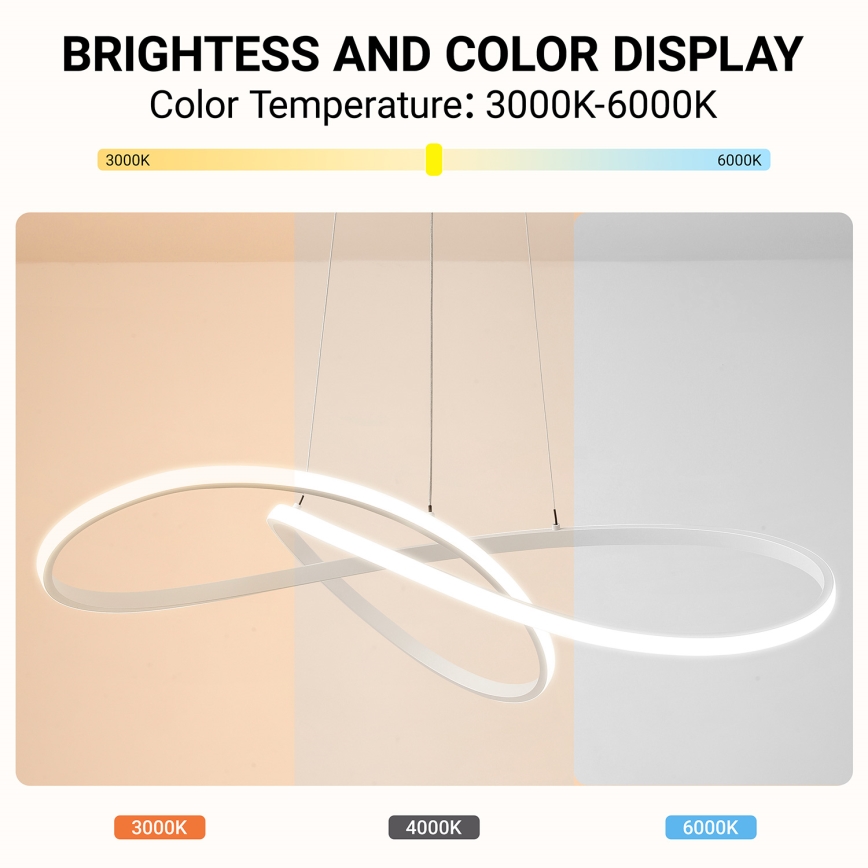 Brilagi - Lustră LED reglabilă pe cablu INFINITY LED/80W/230V 3000-6000K 80x80 cm albă + telecomandă