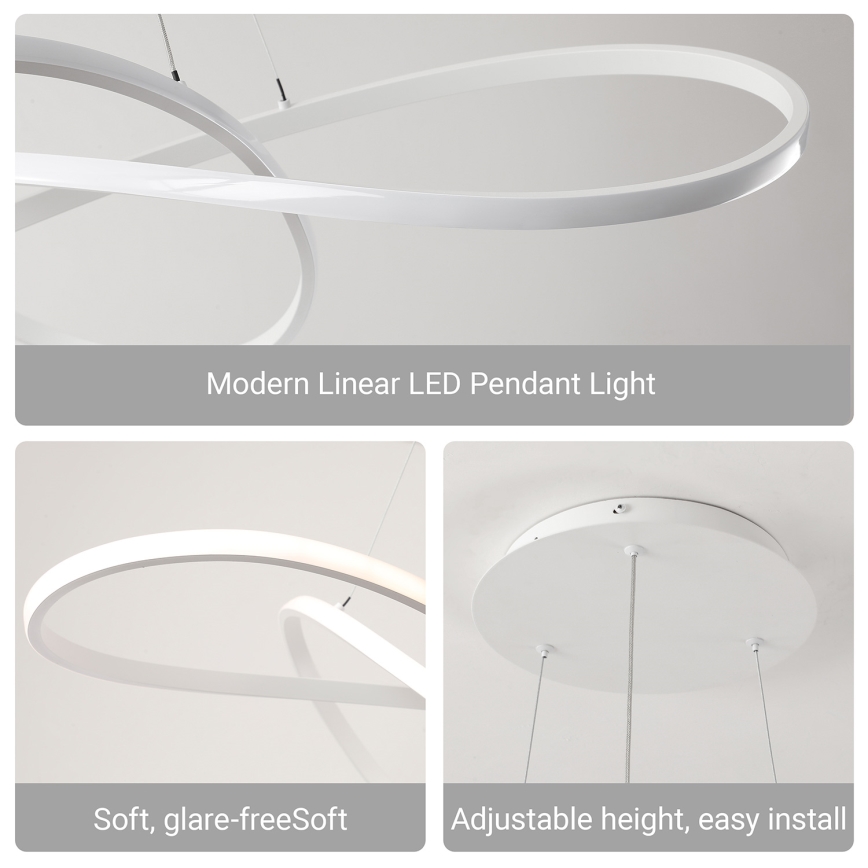 Brilagi - Lustră LED reglabilă pe cablu INFINITY LED/80W/230V 3000-6000K 80x80 cm albă + telecomandă