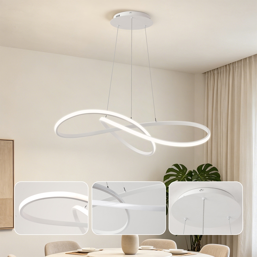 Brilagi - Lustră LED reglabilă pe cablu INFINITY LED/80W/230V 3000-6000K 80x80 cm albă + telecomandă