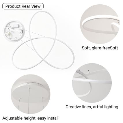 Brilagi - Lustră LED reglabilă pe cablu INFINITY LED/80W/230V 3000-6000K 80x80 cm albă + telecomandă