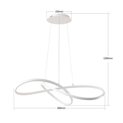 Brilagi - Lustră LED reglabilă pe cablu INFINITY LED/80W/230V 3000-6000K 80x80 cm albă + telecomandă