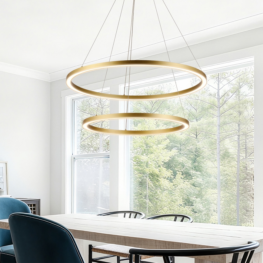 Brilagi - Lustra LED dimabilă pe cablu PORTOFINO LED/98W/230V 3000-6000K Ø 80 cm auriu + telecomandă