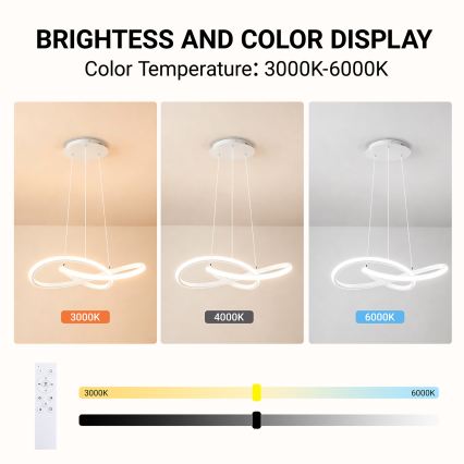 Brilagi - Lustră LED dimmabilă pe cablu INFINITY LED/55W/230V 3000-6000K 50x50 cm albă + telecomandă