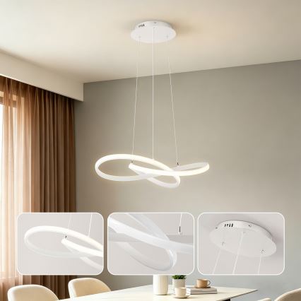Brilagi - Lustră LED dimmabilă pe cablu INFINITY LED/55W/230V 3000-6000K 50x50 cm albă + telecomandă