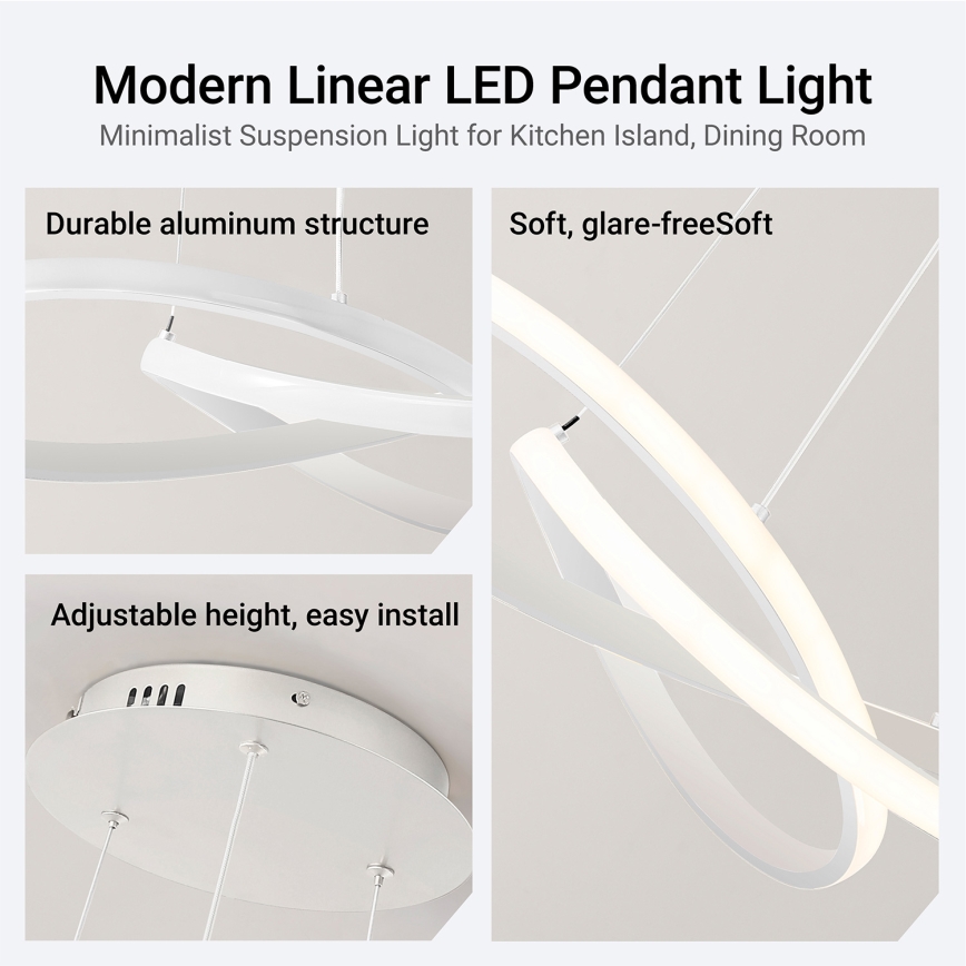 Brilagi - Lustră LED dimmabilă pe cablu INFINITY LED/55W/230V 3000-6000K 50x50 cm albă + telecomandă