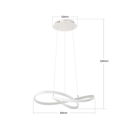 Brilagi - Lustră LED dimmabilă pe cablu INFINITY LED/55W/230V 3000-6000K 50x50 cm albă + telecomandă