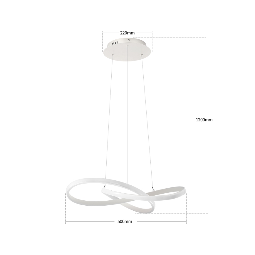 Brilagi - Lustră LED dimmabilă pe cablu INFINITY LED/55W/230V 3000-6000K 50x50 cm albă + telecomandă