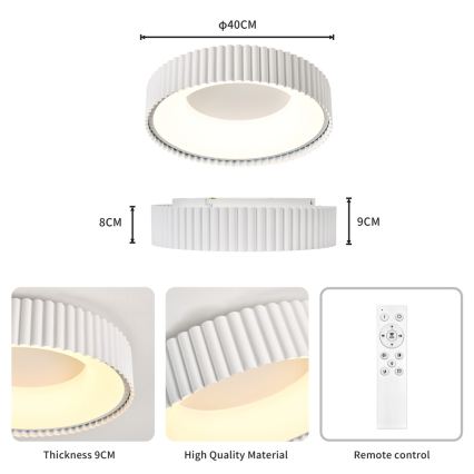 Brilagi - Plafonieră LED reglabilă FALCON MODERN LED/30W/230V 3000-6000K 40 cm albă + telecomandă