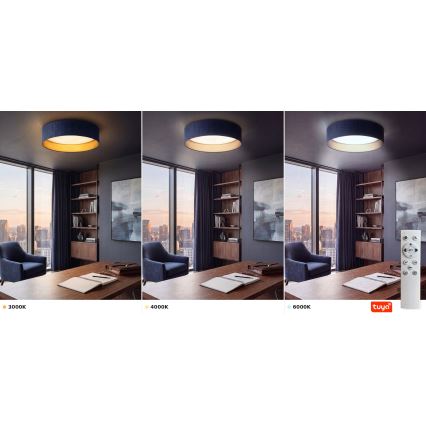 Brilagi - Plafonieră LED dimabilă VELVET SMARTIX STARS LED/36W/230V 3000-6000K Ø 55 cm albastru/auriu Wi-Fi Tuya Beacon + telecomandă