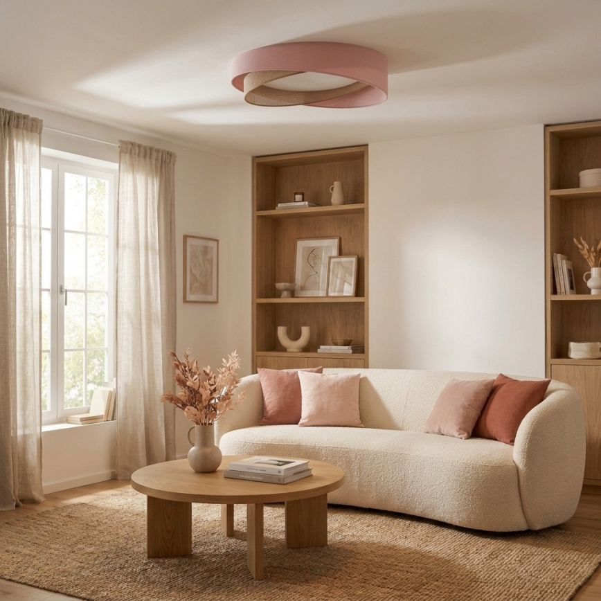 BRILAGI - Plafonier LED dimabil VELVET TWIST LED/36W/230V 3000-6000K pr. 65 cm Wi-Fi Tuya Beacon roz/bej + telecomandă
