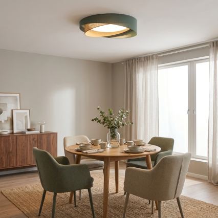 BRILAGI - Plafonieră LED dimabilă VELVET TWIST LED/36W/230V 3000-6000K Ø 65 cm Wi-Fi Tuya Beacon verde/bej + telecomandă