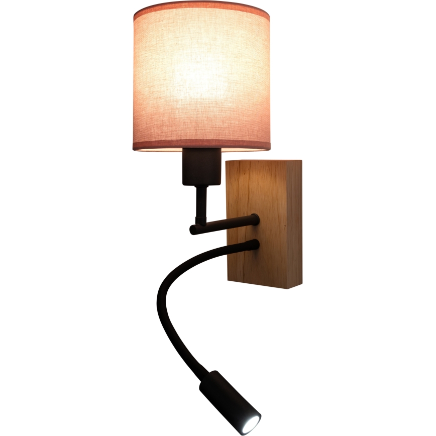 Brilagi - Lampă LED de perete flexibilă BOBO WOOD 1xE27/25W/230V + LED/3W stejar/negru/roz