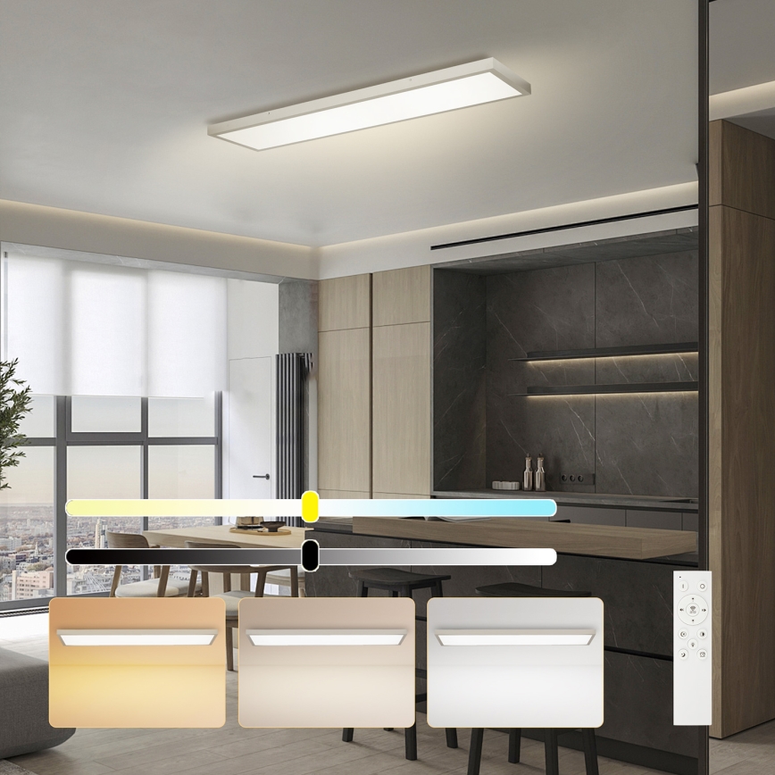 Brilagi - Plafonieră LED reglabilă pentru baie FRAME SMART LED/50W/230V 120x30 cm 3000-6000K IP44 argintie + telecomandă