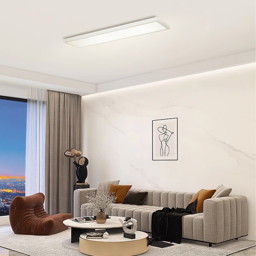 Brilagi - Plafonieră LED reglabilă pentru baie FRAME SMART LED/50W/230V 120x30 cm 3000-6000K IP44 argintie + telecomandă