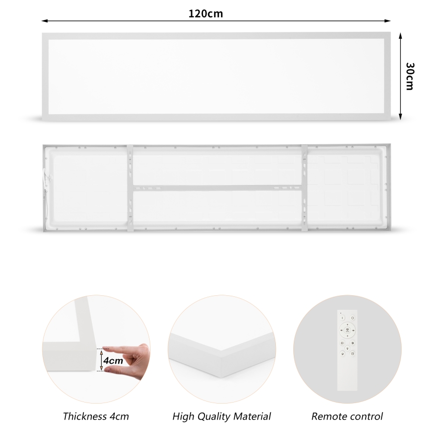 Brilagi - Plafonieră LED reglabilă pentru baie FRAME SMART LED/50W/230V 120x30 cm 3000-6000K IP44 argintie + telecomandă