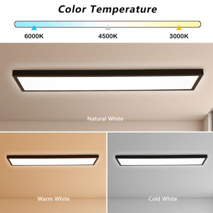 Brilagi - Lampă LED dimabilă de tavan pentru baie FRAME SMART LED/50W/230V 120x30 cm 3000-6000K IP44 negru, cu telecomandă