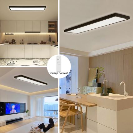 Brilagi - Lampă LED dimabilă de tavan pentru baie FRAME SMART LED/50W/230V 120x30 cm 3000-6000K IP44 negru, cu telecomandă