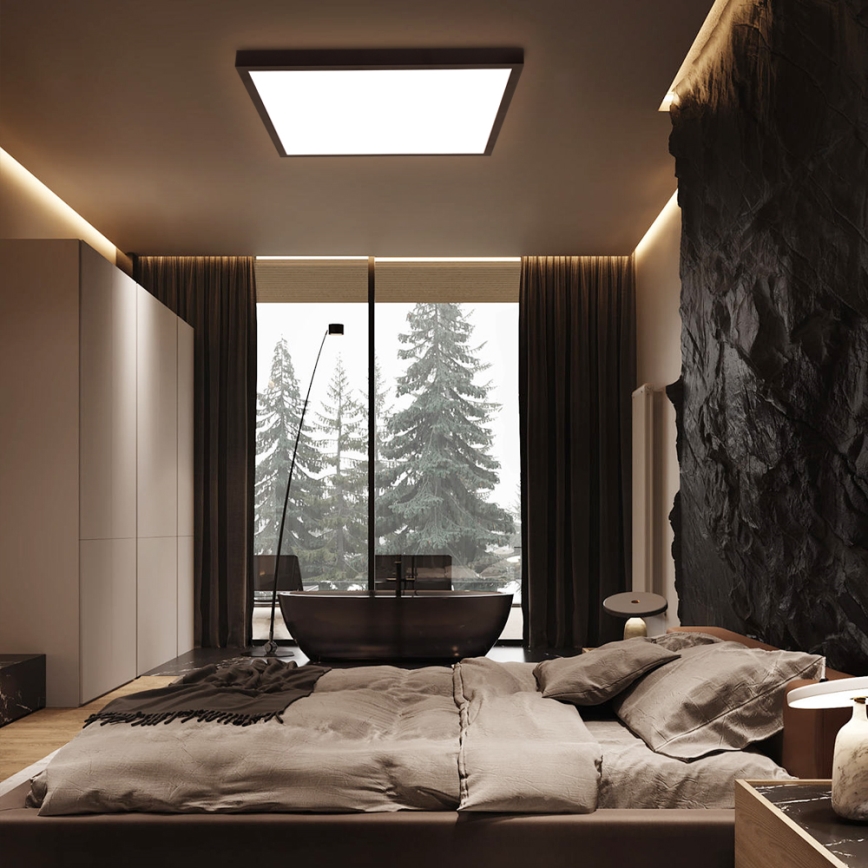 Brilagi - Plafonieră LED dimabilă pentru baie FRAME SMART LED/50W/230V 60x60 cm 3000-6000K IP44 neagră + telecomandă