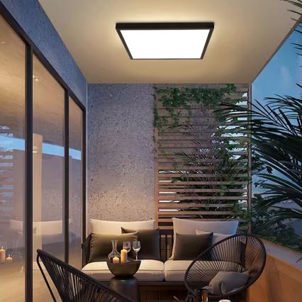 Brilagi - Plafonieră LED dimabilă pentru baie FRAME SMART LED/50W/230V 60x60 cm 3000-6000K IP44 neagră + telecomandă