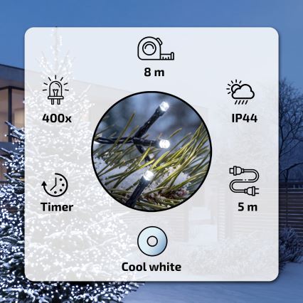 BRILAGI - LED Ghirlandă de Crăciun pentru exterior 400 LED-uri 13m IP44 alb rece