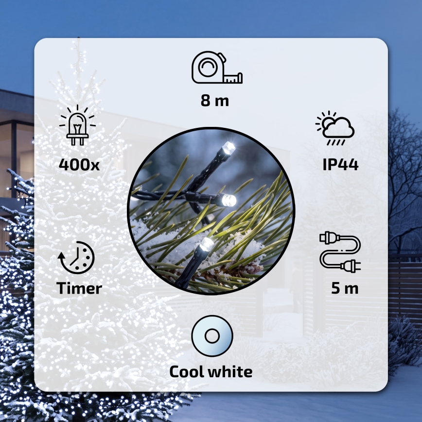 BRILAGI - LED Ghirlandă de Crăciun pentru exterior 400 LED-uri 13m IP44 alb rece