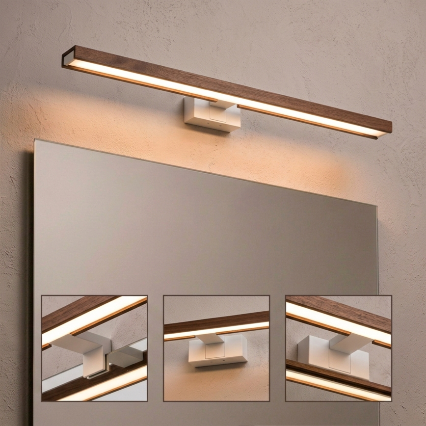 Brilagi - Iluminare LED pentru oglindă de baie 3-în-1 WOODY MIRROR LED/15W/230V 80 cm IP44 alb/stejar-cireș