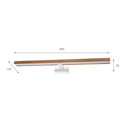 Brilagi - Iluminare LED pentru oglindă de baie 3-în-1 WOODY MIRROR LED/15W/230V 80 cm IP44 alb/stejar-cireș