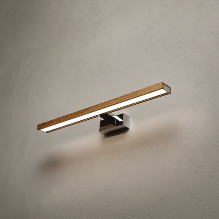 Brilagi - Iluminare LED pentru oglindă de baie 3-în-1 WOODY MIRROR LED/12W/230V 60 cm IP44 crom lucios/stejar