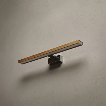 Brilagi - Iluminare LED pentru oglindă de baie 3-în-1 WOODY MIRROR LED/12W/230V 60 cm IP44 crom lucios/stejar