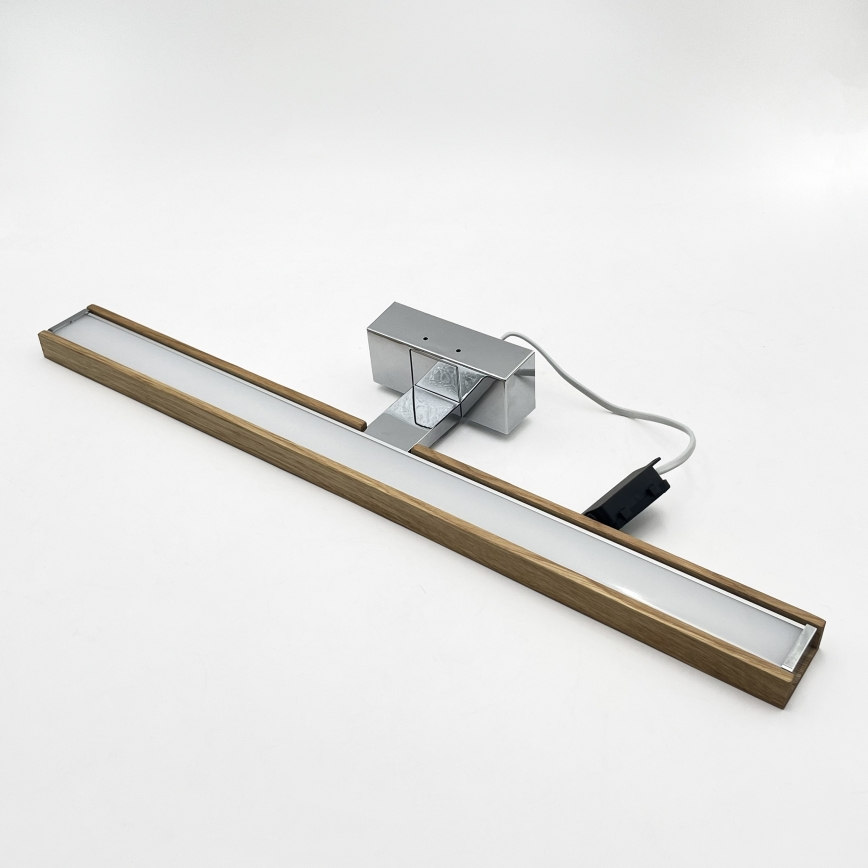 Brilagi - Iluminare LED pentru oglindă de baie 3-în-1 WOODY MIRROR LED/12W/230V 60 cm IP44 crom lucios/stejar
