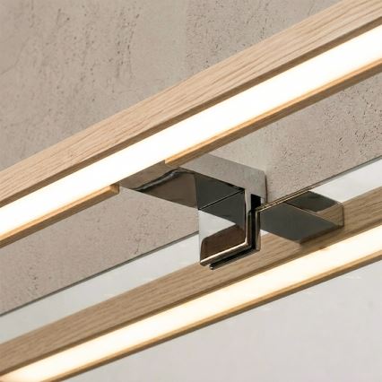 Brilagi - Iluminare LED pentru oglindă de baie 3-în-1 WOODY MIRROR LED/12W/230V 60 cm IP44 crom lucios/stejar