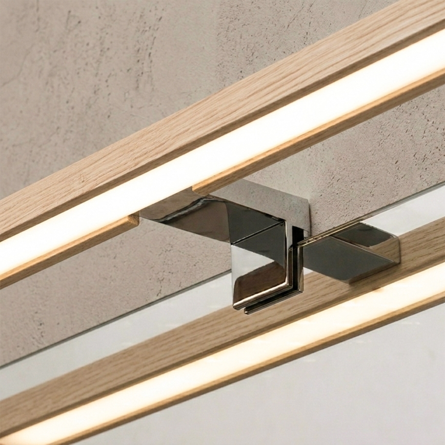 Brilagi - Iluminare LED pentru oglindă de baie 3-în-1 WOODY MIRROR LED/12W/230V 60 cm IP44 crom lucios/stejar