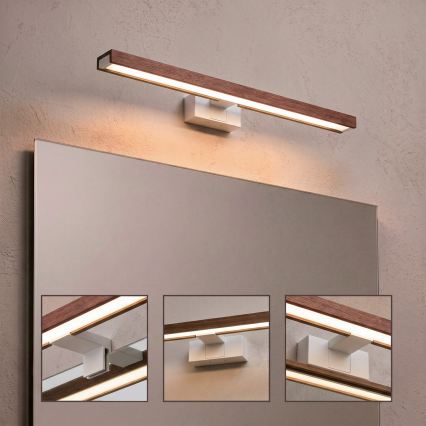 Brilagi - Iluminare LED pentru oglindă de baie 3 în 1 WOODY MIRROR LED/12W/230V 60 cm IP44 alb/stejar cireș