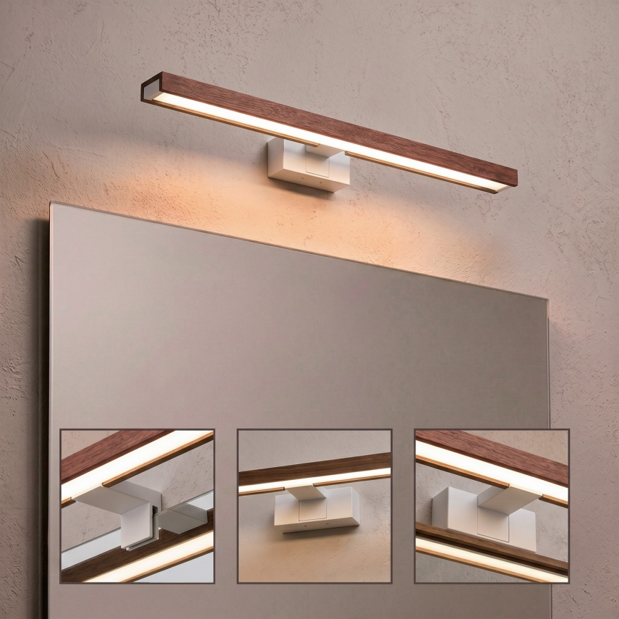 Brilagi - Iluminare LED pentru oglindă de baie 3 în 1 WOODY MIRROR LED/12W/230V 60 cm IP44 alb/stejar cireș