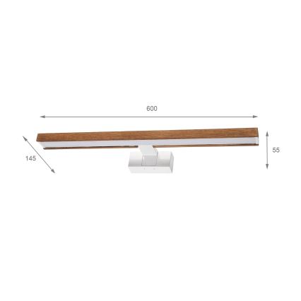 Brilagi - Iluminare LED pentru oglindă de baie 3 în 1 WOODY MIRROR LED/12W/230V 60 cm IP44 alb/stejar cireș