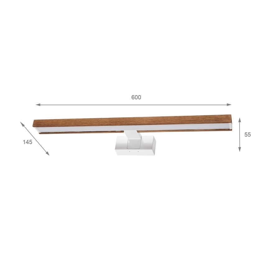 Brilagi - Iluminare LED pentru oglindă de baie 3 în 1 WOODY MIRROR LED/12W/230V 60 cm IP44 alb/stejar cireș