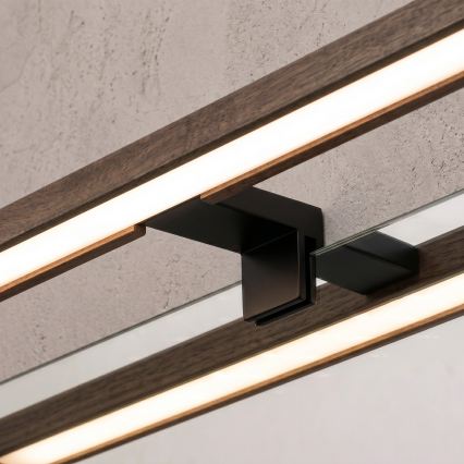 Brilagi - Iluminare LED pentru oglindă de baie 3în1 WOODY MIRROR LED/8W/230V 40 cm IP44 negru/stejar nuc