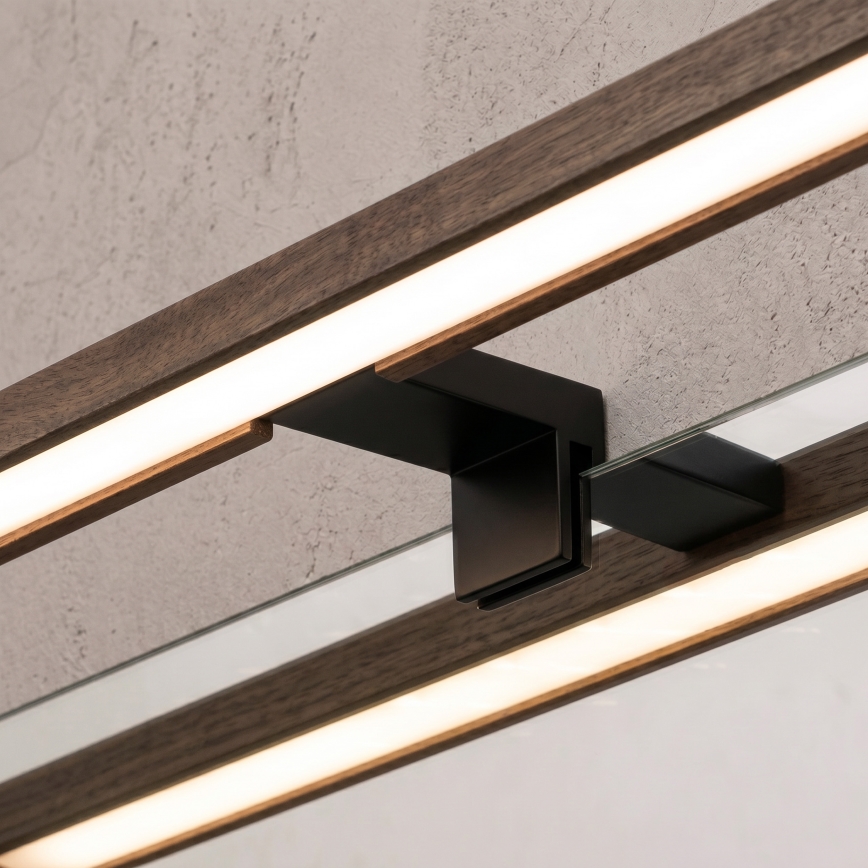 Brilagi - Iluminare LED pentru oglindă de baie 3în1 WOODY MIRROR LED/8W/230V 40 cm IP44 negru/stejar nuc